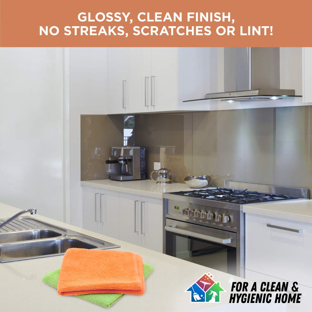 Scotch-Brite Microfiber Kitchen Cleaning Cloth (Pack of 1 Orange) (Wet & Dry Cleaning of Kitchen slabs, Appliances, Table, Gas stove, Utensils etc)