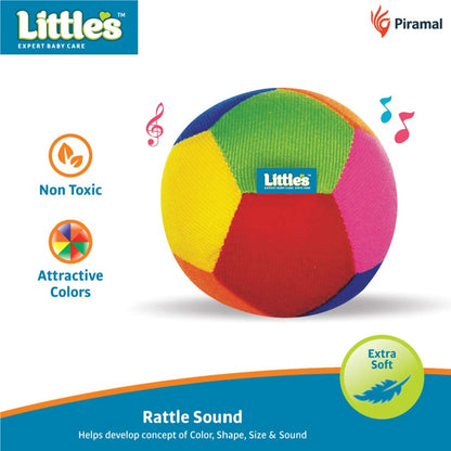 Little's Soft Plush Baby Ball with Rattle Sound | Baby Toys | Size 11 cm (Medium) | Toys for Kids | Colorful Toddler Activity Toys | Soft Toy