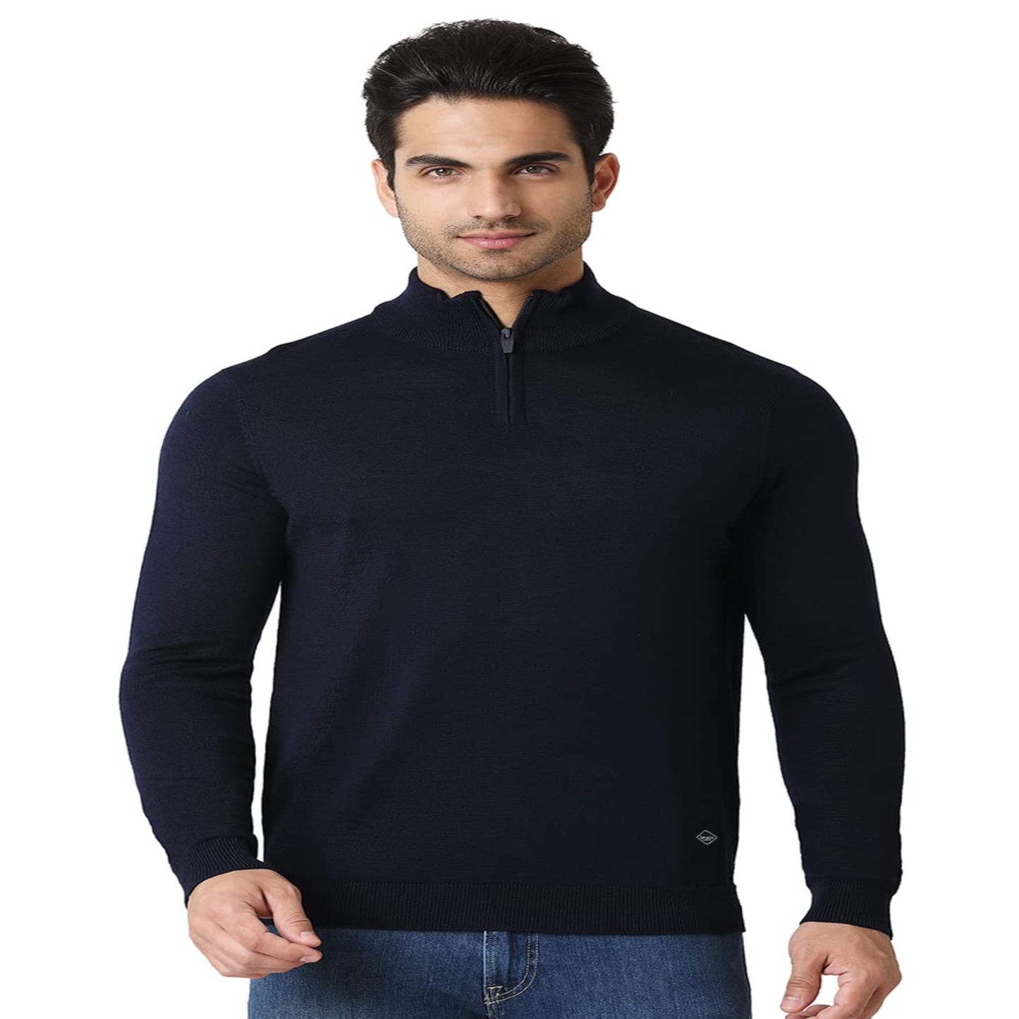 Van Heusen Athleisure Men Sweater - Merino Wool Acrylic Blend - High Neck, Half Zip, Long Sleeve