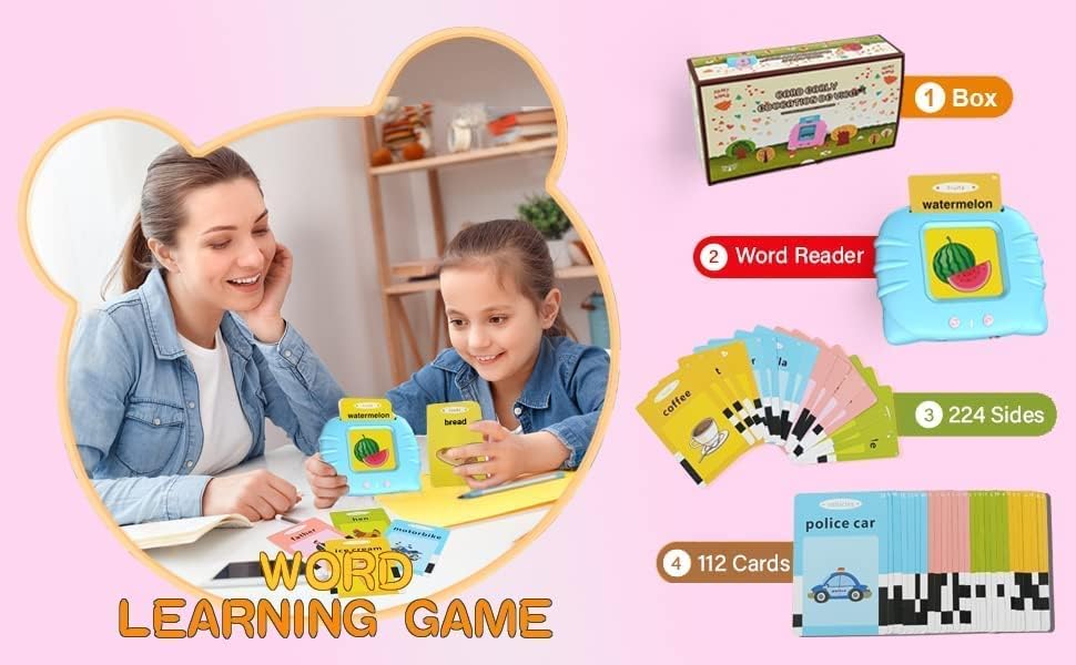 Storio Toys Rechargeable Educational Learning Talking Flash Cards for 2 Year Old Kids Boys Girls Baby Montessori Toys