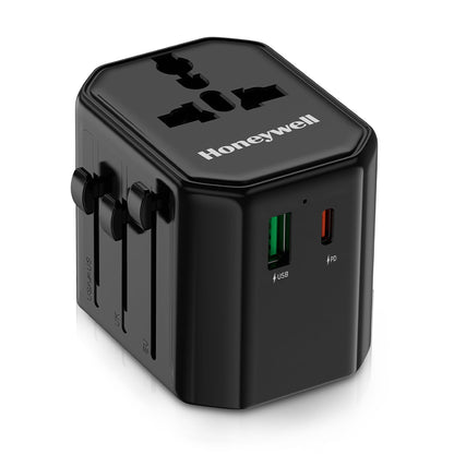 Honeywell New Launch Universal Travel Adapter 12W, 3-in-1 Fast Charging, Universal Socket, TypeC, USBA, Worldwide Wall Charger for EU,US,UK & CN/AUS, Devices, 3Yr Manufacturer Warranty