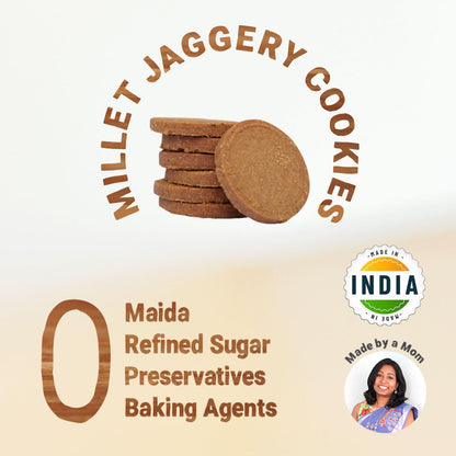 TOTS AND MOMS Foods Healthy, Wholesome & Nutritious Millet & Jaggery Cookies | Sweet & Savory For Kids & Adults Junk-Free, No White Sugar Snack - 150Grams