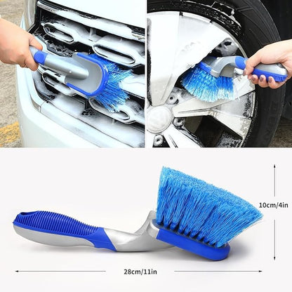 NIKAVI Blue Tyre Cleaning Brush Tyre Detailing Brush for Car Cars Trucks Pickup Trucks, Motorcycles,Vans, Buses, Trailers, Off-Road Vehicles, Bicycles, etc..