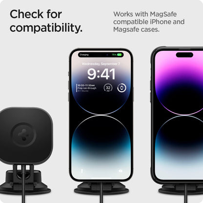 Spigen OneTap Pro 3 (MagFit) Designed for MagSafe Wireless Charger Dashboard, Windshield, & Screen Car Mount Compatible with iPhone 16 Pro Max, 16 Pro, 16 Plus, 15, 14, 13, and 12 Series