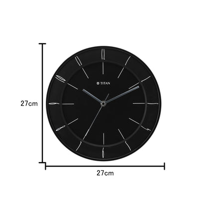 Titan Contemporary Wall Clock with Domed Glass - 27 Cm X 27 Cm (Small), Analog, Black