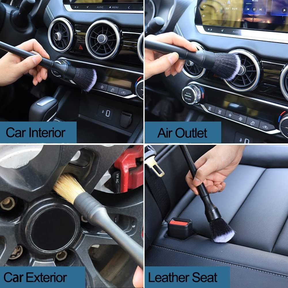 Car Duster Brush Set,Fine Bristle Brushes for Car Interior Detailing, Soft Bristles Cleaning Brush Dusting Tool for Dashboard, Wheel, Window, Keyboard, Air Conditioner