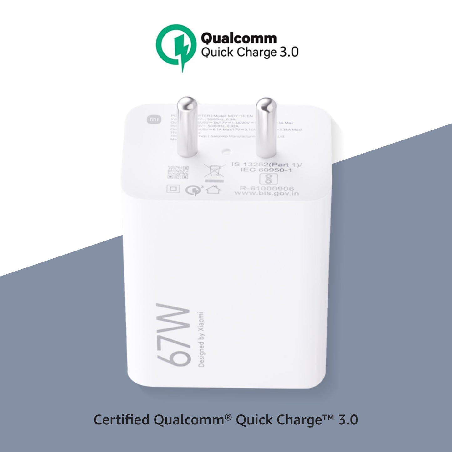 MI Xiaomi 67W Fast Charger USB-C Charging Adapter - Quick Charge 4.0 Power Delivery PD Charger with Cable for Redmi Note, Poco, Mi Phone Series (White)