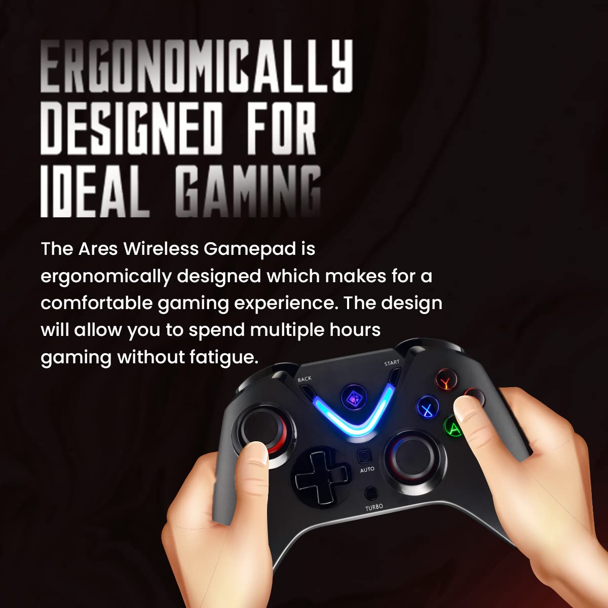 Cosmic Byte ARES Wireless Controller for PC, Magnetic Triggers, Accurate Joysticks, Dual Vibration, Backit LED Buttons, USB Extension Cable (Black)