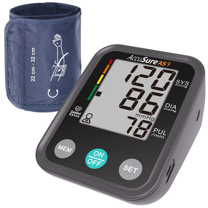 AccuSure Blood Pressure Monitor Fully Automatic Digital Large Display And Adjustable Arm-Cuff Comes - Grey Color