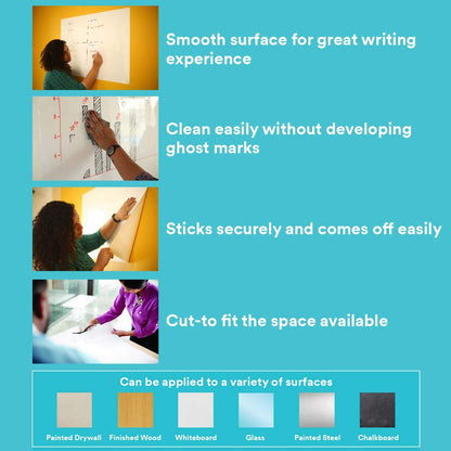 Post-it Dry Erase Writing Surface | Whiteboard sticker | Super Sticky, removes Without Residue | White, 3ft x 2ft | for Professionals &Work from home