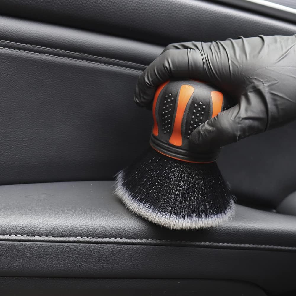 Ultra Soft Detailing Brush, Car Detail Brush, Orange Handle XL Synthetic Brush - Ultra Soft Bristles, Comes with Storage Rack, Covers Large Area Inside or Outside Vehicles