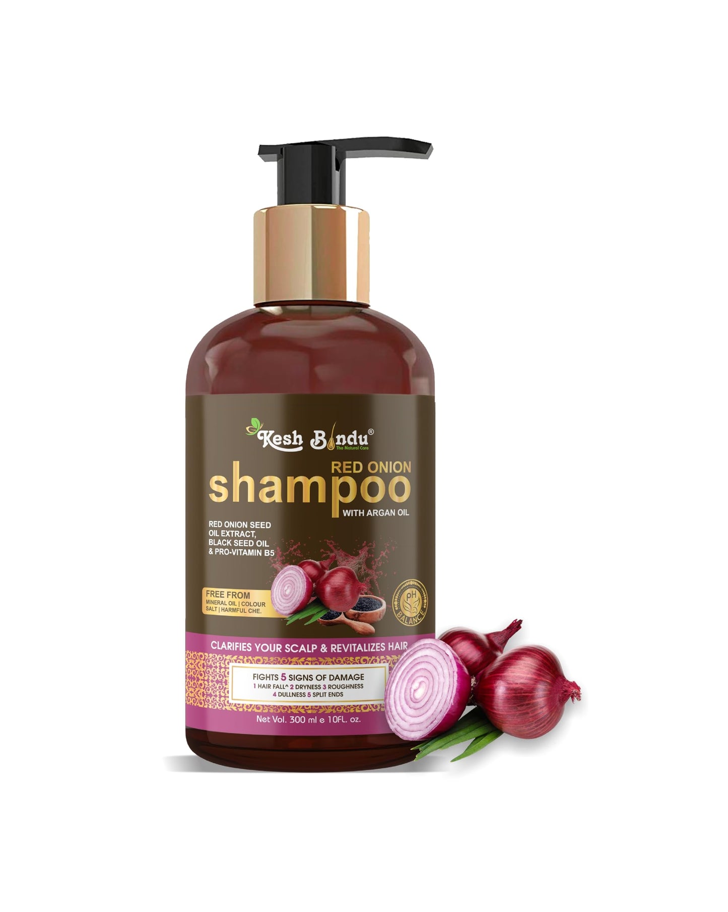 Red Onion Shampoo with Black Seed Oil Extract, Black Seed Oil & Pro-Vitamin B5 | Controls Hair fall | Helps Strengthen Hair | For Men & Women (Pack Of 1)