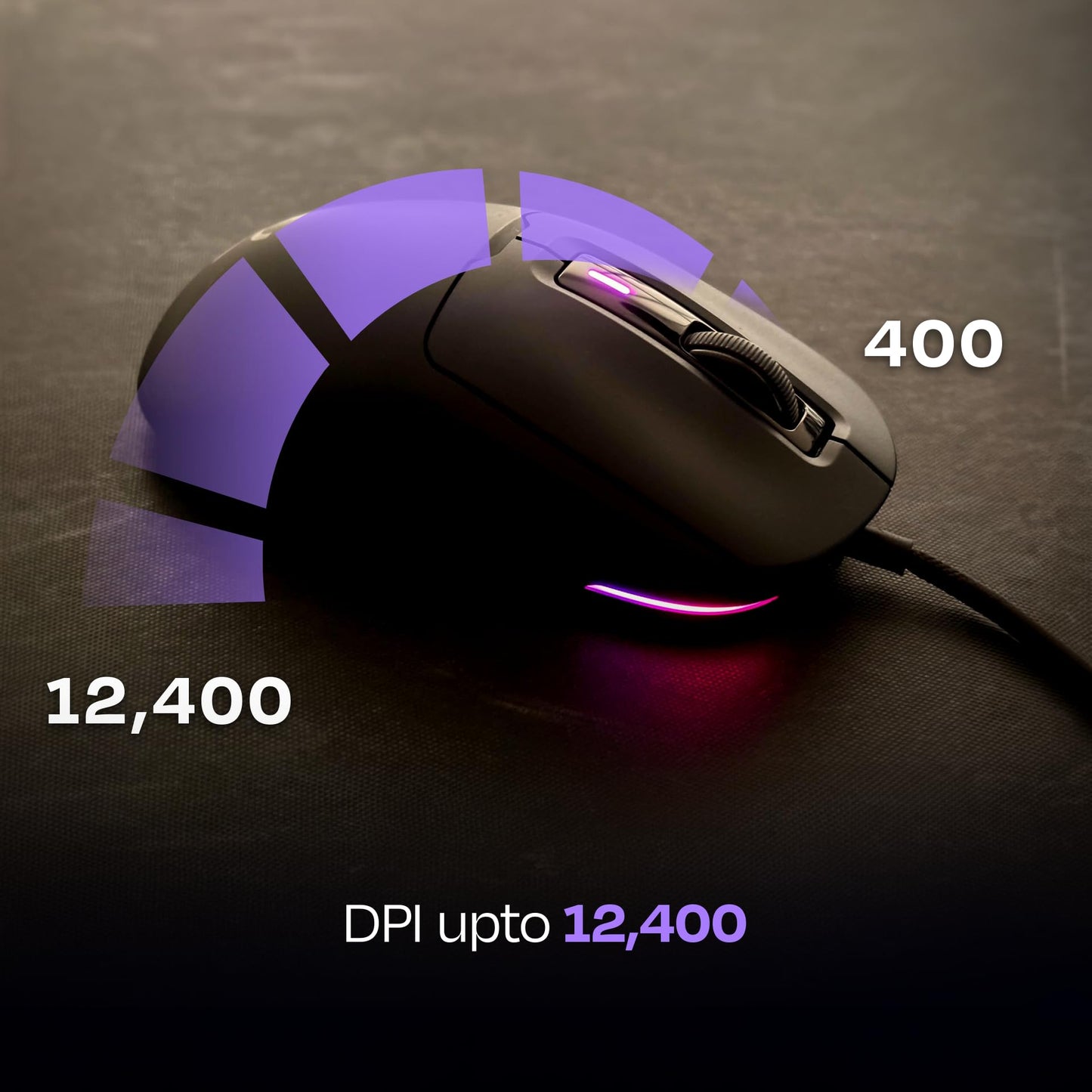 Kreo Pegasus 49 GMS Ultra Lightweight Wired Gaming Mouse, Weighing Just 49g, with Huano Switches, 12400 DPI, Customizable RGB, UV Coated Surface, Paracord Cable, Ultimate Gaming Performance