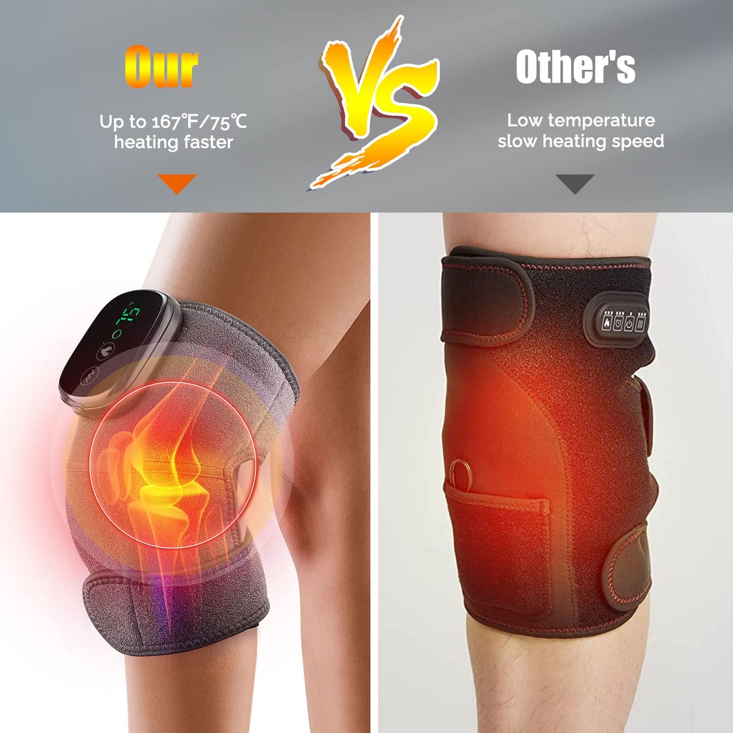 Heated Knee Massager Shoulder Heating Pads Elbow Brace 3 in 1 with Vibration, Cordless Rechargeable Heating Knee Warmers Wrap for Shoulder Elbow Knee Stress Relief