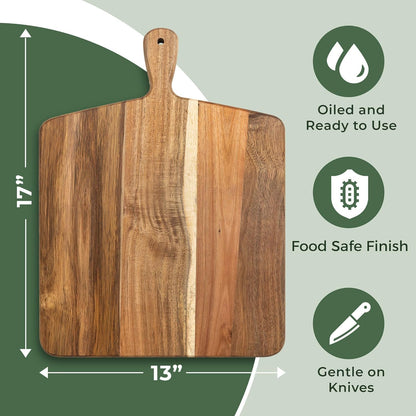 Duadecor Wood Cutting Board for Kitchen Big Size | Acacia Wooden Large Chopping Board for Vegetables, Fruits, Cheese, Meat, Serving Board Platter | Food Safe Oil Finish (Square)