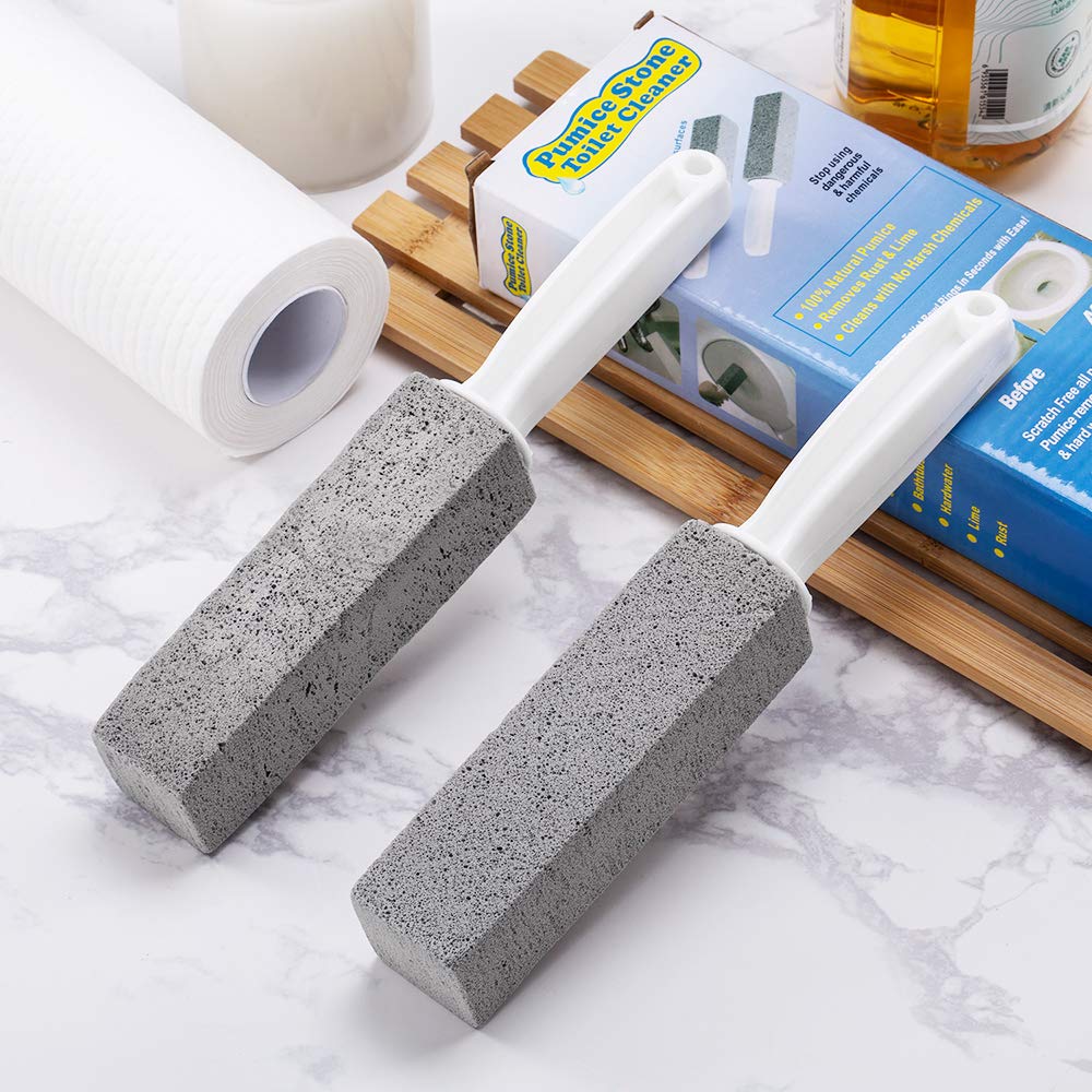 N A 2PCS MSUN Premium Toilet Bowl Cleaning Stone with Handle, Pumice Stone Toilet Bowl Cleaner, Easy to Remove Unsightly Toilet Rings, Tile, Toilets, Sinks, Bathroom, Bathtubs, Hardwater, Lime, Rust