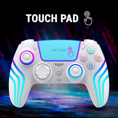 Ant Esports Gp400 Rgb Wireless Controller For Pc / Ps4 / Ps3 /Switch/Android/Ios With Double Shock, Six- Axis Sensor, Turbo Function, Upto 12 Hrs. Play Time, 1000Mah Battery White