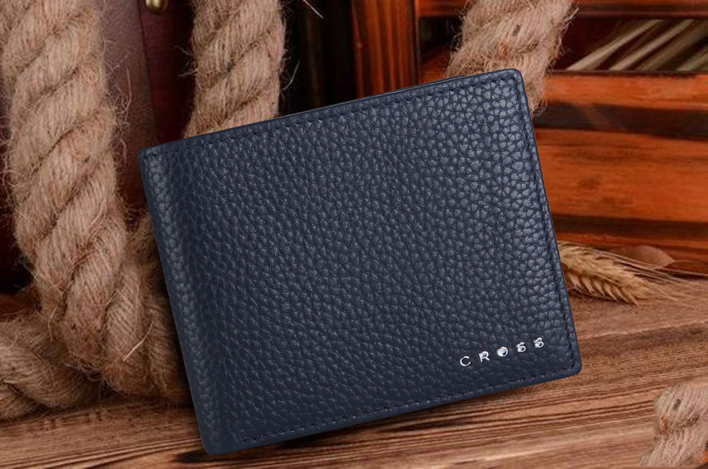 Cross Navy Men's Wallet Stylish Genuine Leather Wallets for Men Latest Gents Purse with Card Holder Compartment