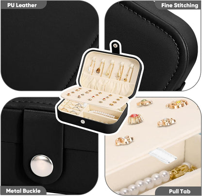 BUYORY Jewellery Organiser Box, Jewellery Box For Women,Portable Travel Jewellery Organiser Pouch, Small Jewellery Box Organiser For Ring, Pendant, Earring, Necklace, Bracelet (Big Black)