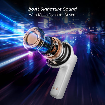 boAt Airdopes Drift TWS Earbuds w/ 40hrs Playback, Beast™ Mode with 40ms Latency, 4 Mics with ENx™, Car-Shaped ID with RGB LEDs, ASAP™ Charge, IWP™ Tech, BT v5.4 & IPX4 Resistance(Black Sabre)