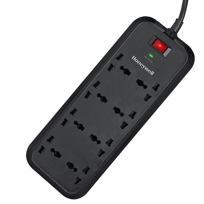 Honeywell Surge Protector, 8 Universal Sockets,20000Amp, 2 Meter Cord, Device Secure Warranty,Automatic Overload Protection,Spike Guard/Extension Board,Master Switch,3Year Manufacturer Warranty