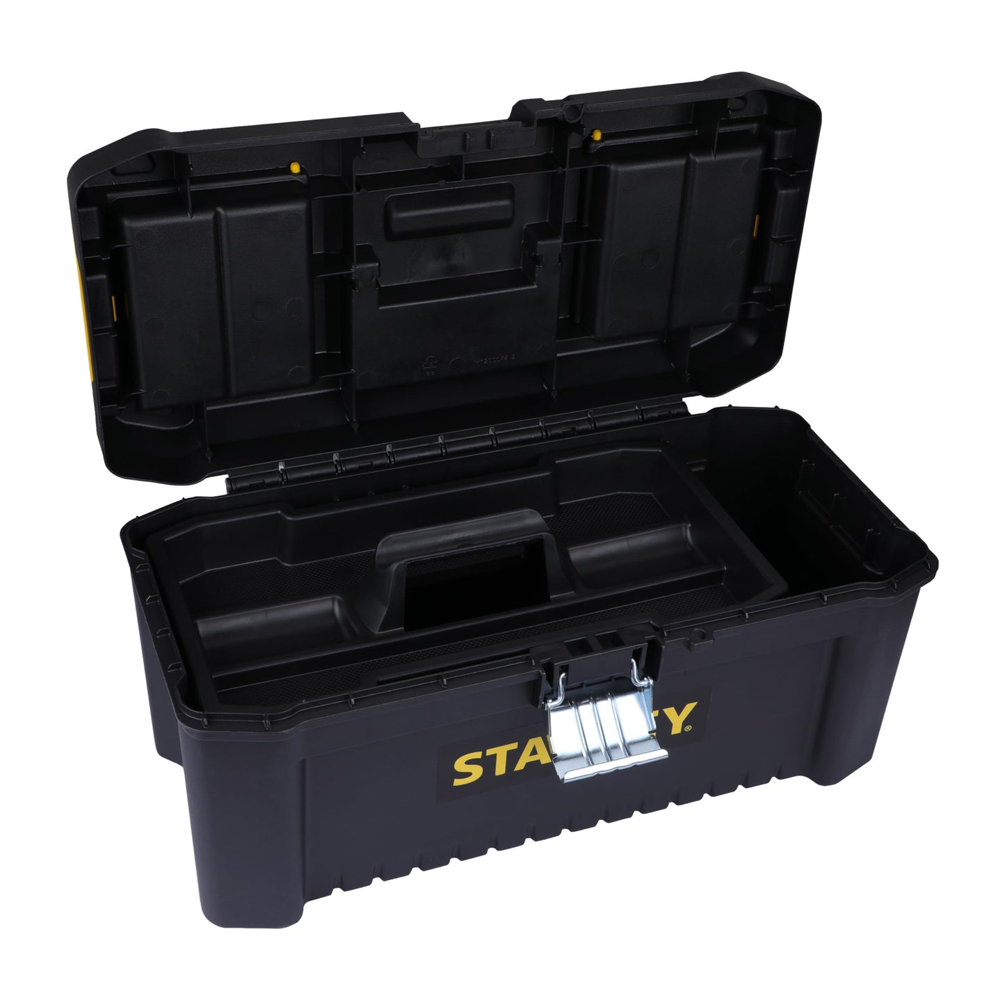 STANLEY 19'' Essential Tool Box with Metal Latch (Black and Yellow) & 70-482 8'' Sturdy Steel Combination Plier Double Sleeve (Yellow and Black) & 12''/300mm Stilson Type Pipe Wrench