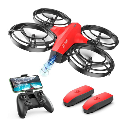 IZI PRO Nano Drone 720P HD Camera 2 Batteries with Battle Mode, One-Key Start, Altitude Hold | 360° Flip, Gesture Control, 10 Minutes Fly Time, Portable Mini RC Drone for Kids & Beginners (Red)