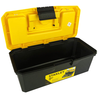 STANLEY 1-71-948 13'' Organised Maestro Heavy-Duty Portable Plastic Essential Toolbox with Clear Top Lid and Removable Tray Compartment for Easy & Convenient Storage, 1 Year Warranty, YELLOW & BLACK