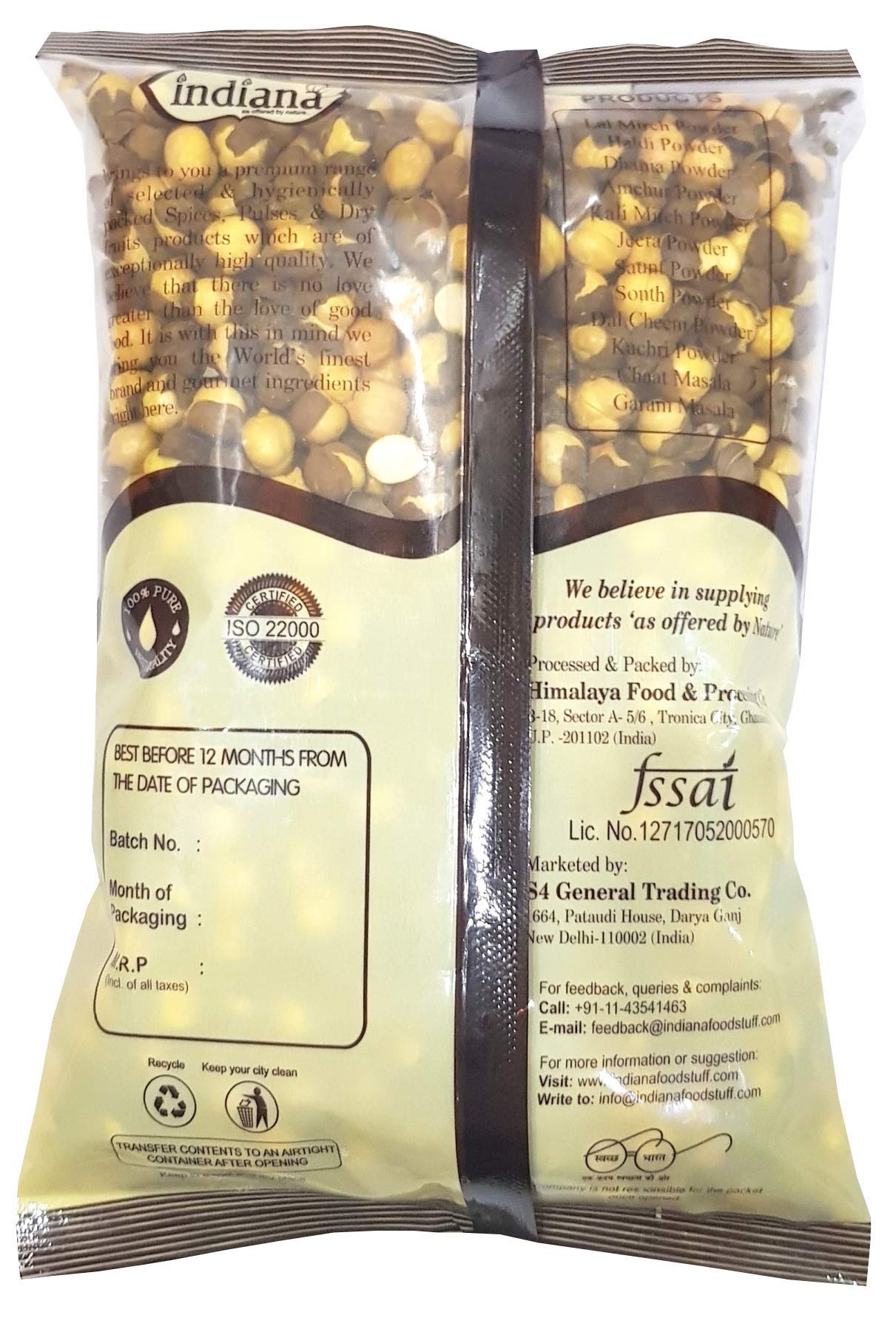 smallemon Indiana Roasted Chana, Chickpeas, Bhuna Chana Roasted, Chane - 360gm