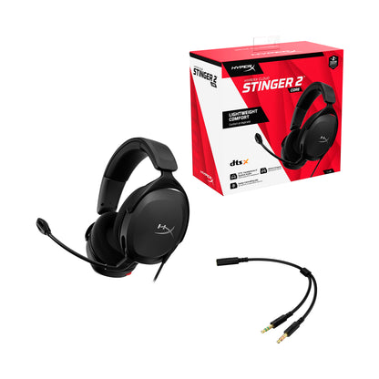 HyperX Cloud Stinger 2 Core Essential PC Gaming Wired Headset, Lightweight Over-Ear Headset with mic, Swivel-to-Mute Function, 40mm Drivers (683L9AA, Black)