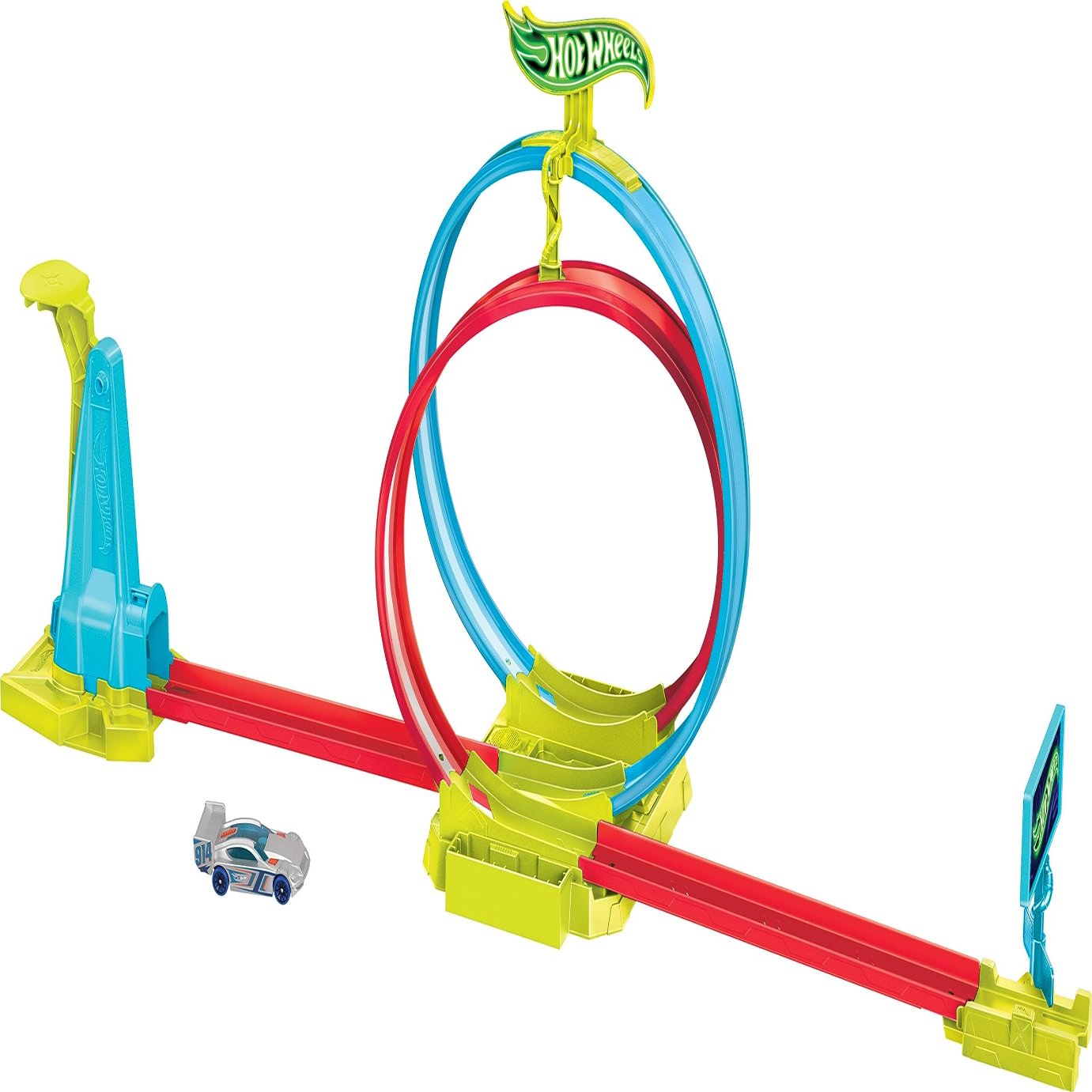 Hot Wheels® Neon Speeders™ Track Set, Laser Stunt Slamway with 1 Hot Wheels® Car, Tri-Colored Track, Connects to Other Sets, Easy Storage