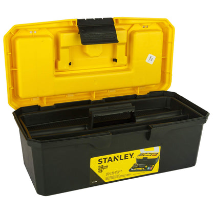 STANLEY 1-71-948 13'' Organised Maestro Heavy-Duty Portable Plastic Essential Toolbox with Clear Top Lid and Removable Tray Compartment for Easy & Convenient Storage, 1 Year Warranty, YELLOW & BLACK