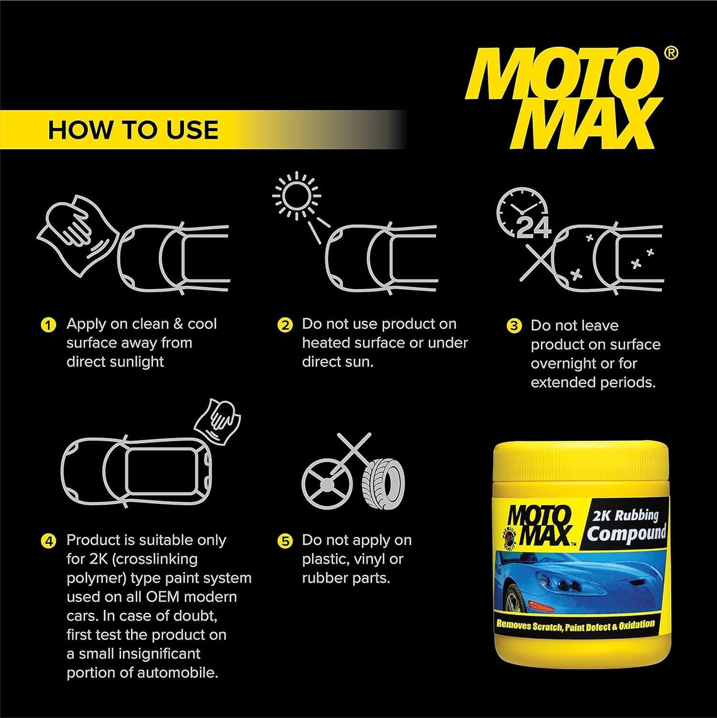 Motomax 2K Rubbing Compound 100g, Pack of 3 | Removes Minor Scratches, Swirl Marks, Paint defect and Oxidization from metal surfaces on Cars, Bike, Motorbikes