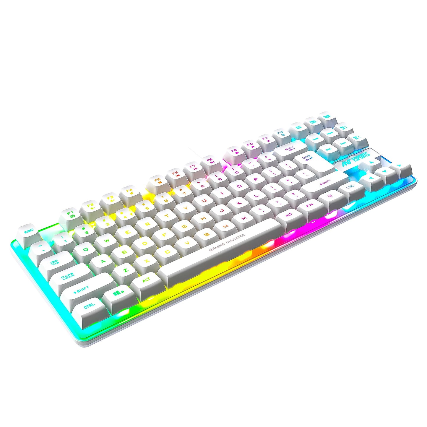 Ant Esports MK700 V2 Membrane TKL Wired Gaming Keyboard, 87 UV Coated Mechanical feel Keys Cool RGB Backlight Waterproof Keyboard for PC Laptop Mobile Tablets Gaming, Design and Work Mercury White