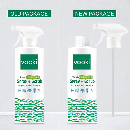 Vooki Ecofriendly Tough Lime Scale Hard Water Stain Remover, Spray and Scrub Cleaner for Bathroom,Taps, Faucet, Basins, Showers & Floor Tiles Cleaner- 500 ml (Pack of 2)