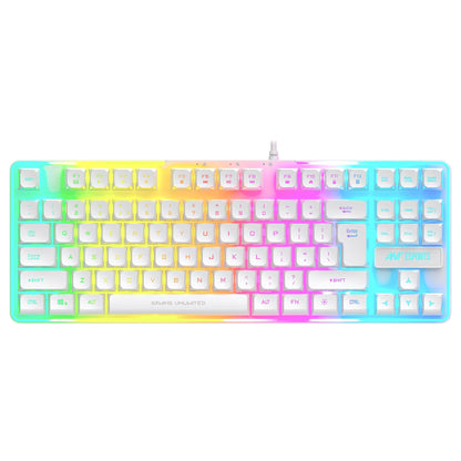 Ant Esports MK700 V2 Membrane TKL Wired Gaming Keyboard, 87 UV Coated Mechanical feel Keys Cool RGB Backlight Waterproof Keyboard for PC Laptop Mobile Tablets Gaming, Design and Work Mercury White