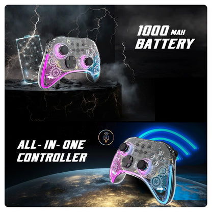 Cosmic Byte Stellaris Controller, 3 Modes Wifi + Bluetooth + Wired for PC, iOS, Android, Hall Effect Magnetic Trigger and Joystick, Macros, 1000mAh Battery, RGB LED (Transparent)