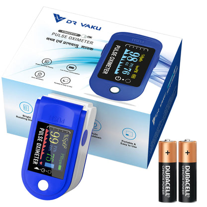 DR VAKU® Swadesi Pulse Oximeter Fingertip, Blood Oxygen Saturation Monitor Fingertip, Blood Oxygen Meter Finger Oximeter Finger with Pulse, with Four Color TFT Screen [Battery Included] - Blue