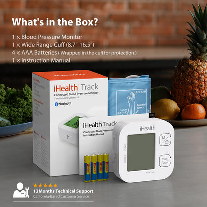 iHealth® Track - Smart Upper Arm Blood Pressure Monitor, Bluetooth Compatible for iOS & Android Devices