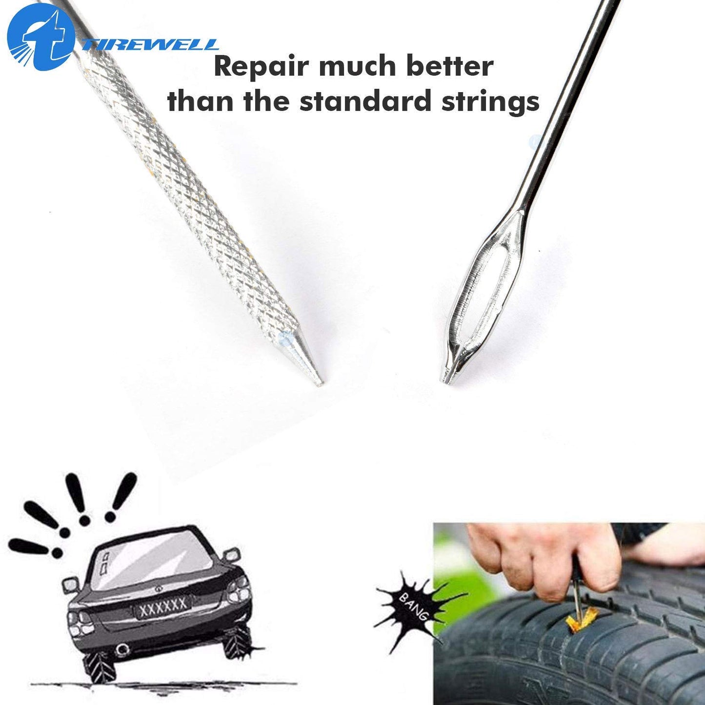 TIREWELL TW-5005 10 in 1 Universal Tubeless Tyre Puncture Kit with Storage Bag, Emergency Flat Tire Repair Patch Tool Bag for Car, Bike, SUV, & Motorcycle