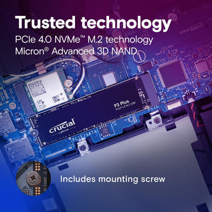 Crucial P3 Plus 500GB PCIe 4.0 3D NAND NVMe M.2 SSD, up to 4700MB/s - CT500P3PSSD8