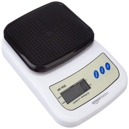 Amazon Basics Portable Digital Weighing Scale for Kitchen | Electronic Weighing Scale With Back light LCD Display and high precision sensors | Range of 1g-10 kg (Black)