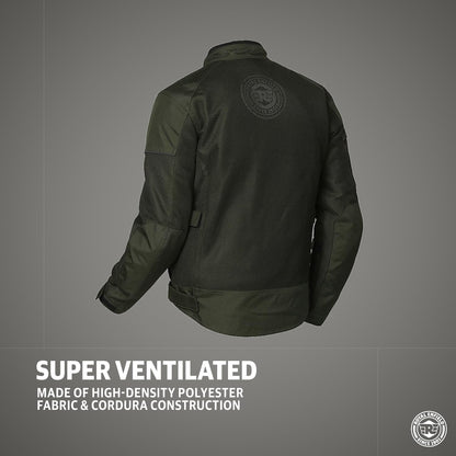 Royal Enfield Windfarer Riding Jacket Olive 44 Cm Knox Flexiform Ce Level 1 Certified Protectors At Shoulders And Elbows / High Abrasion-Resistant mesh with high air permeability