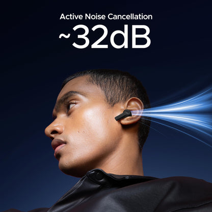 boAt Nirvana Space Truly Wireless in-Ear Earbuds w/ 360º Spatial Audio, ANC (~32dB),100HRS Playback,4 Mics w/AI-ENx™,in-Ear Detection,DLC Drivers, Multipoint Connectivity Ear Buds TWS (Cosmic Black)