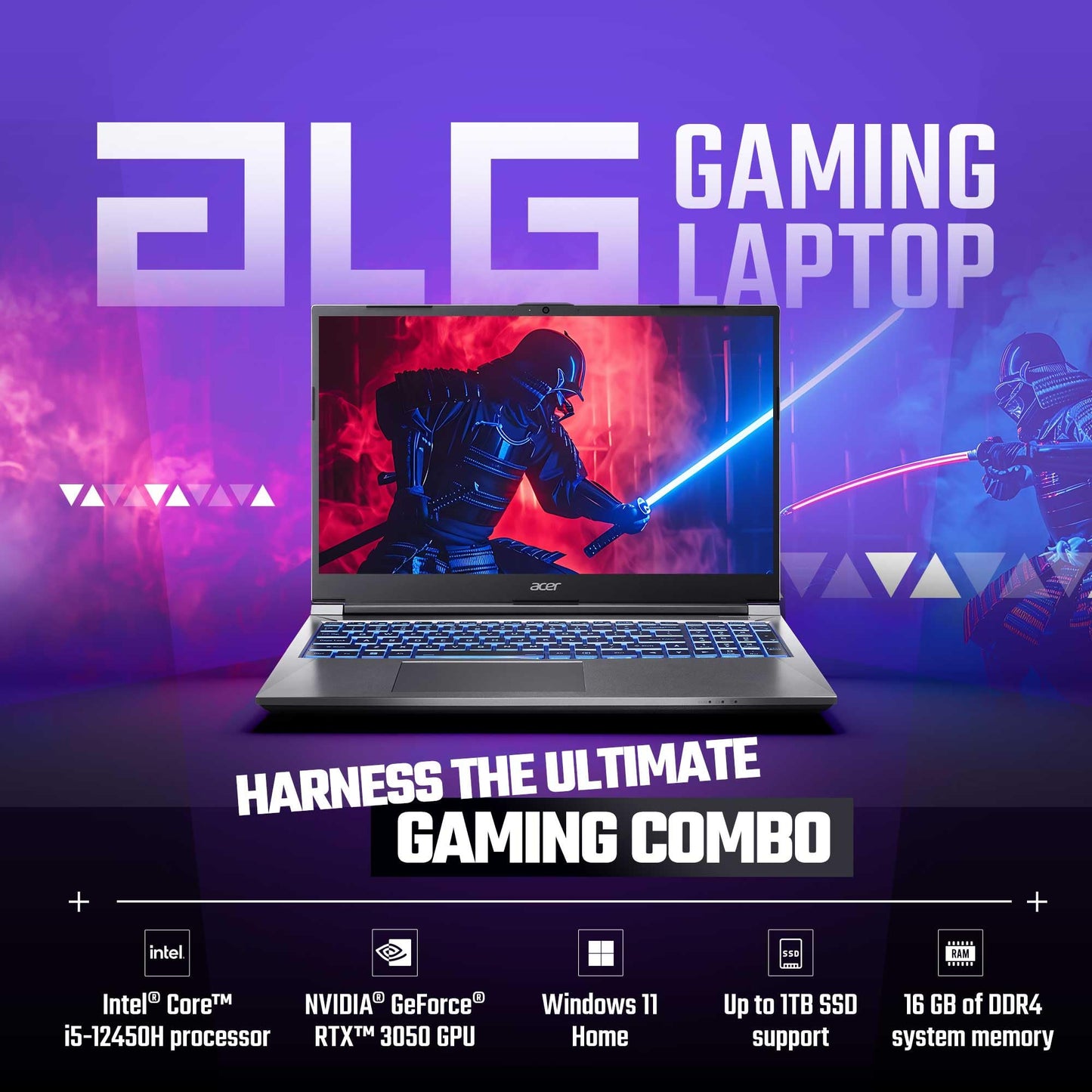 Acer ALG Gaming Laptop 12th Gen Intel Core i5 Processor (16GB RAM/1TB SSD/6GB RTX3050 Graphics/144Hz/Win11Home/Wifi 6) AL15G-52, 39.62cm (15.6") FHD Display, Premium Metal Body, Steel Gray, 1.99KG