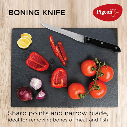 Pigeon by Stovekraft Angular Holder Shears Kitchen Knifes 6 Piece Set with Wooden Block (Stainless Steel)