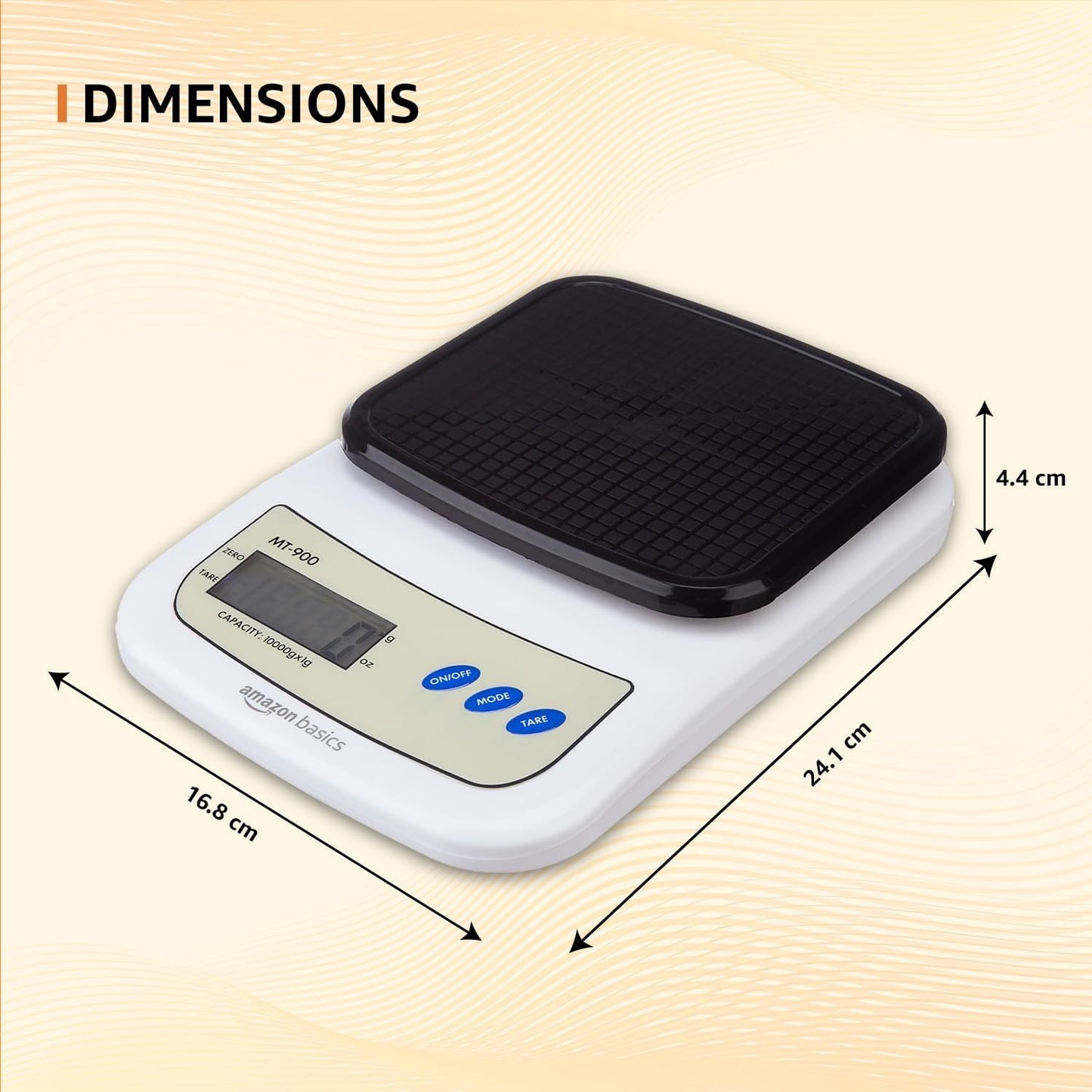 Amazon Basics Portable Digital Weighing Scale for Kitchen | Electronic Weighing Scale With Back light LCD Display and high precision sensors | Range of 1g-10 kg (Black)