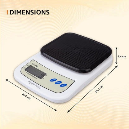 Amazon Basics Portable Digital Weighing Scale for Kitchen | Electronic Weighing Scale With Back light LCD Display and high precision sensors | Range of 1g-10 kg (Black)