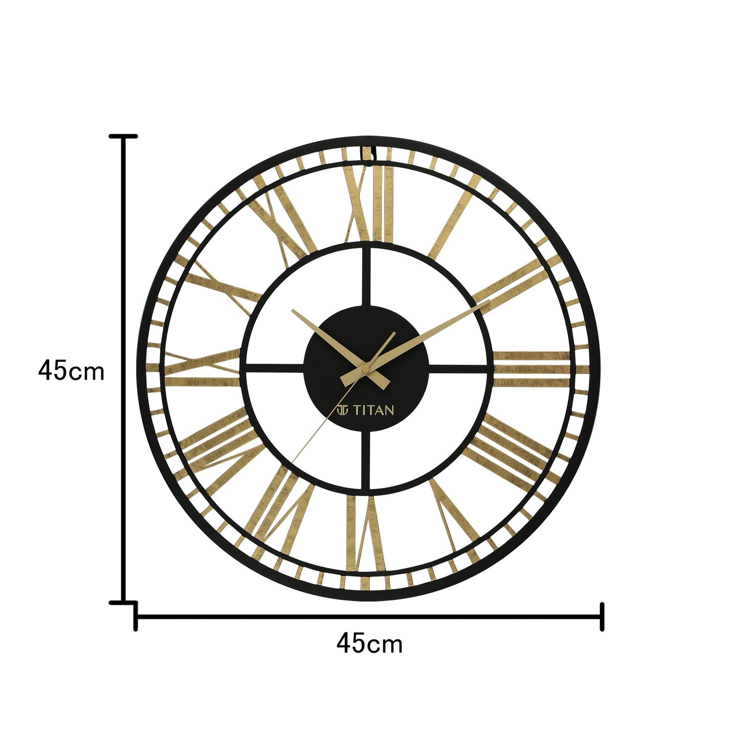 Titan Majestic Metallics - Antique Gold Analog Wall Clock with Silent Sweep Technology - 45cm x 45cm