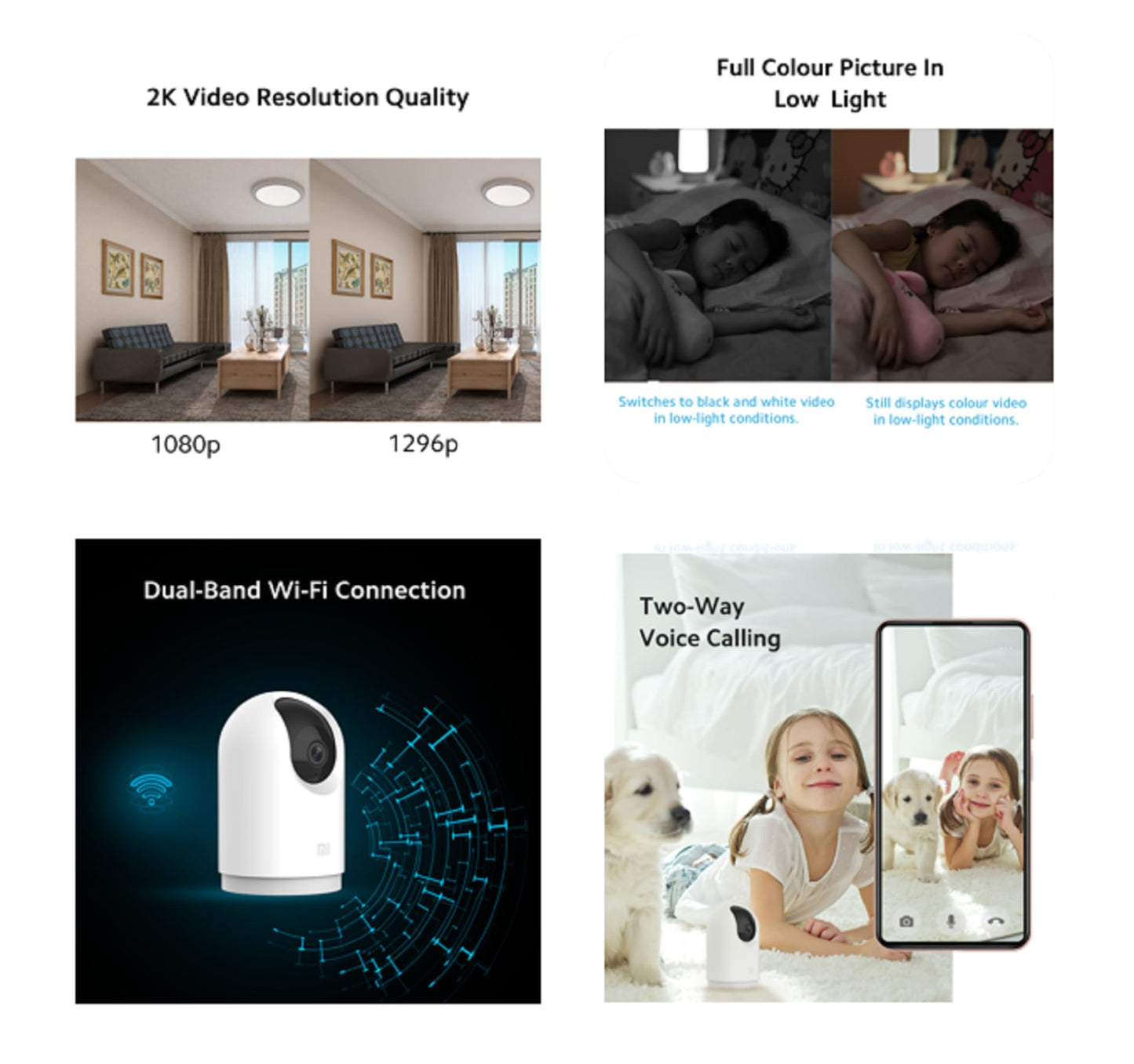 Xiaomi Mi 360 Home Security Wireless Camera 2K Pro with Bluetooth Gateway BLE 4.2 l Dual Band Wi-fi Connection l 3 Million HD 1296p| 3MP CCTV |Full Color in Low-Light | AI Human Detection, White